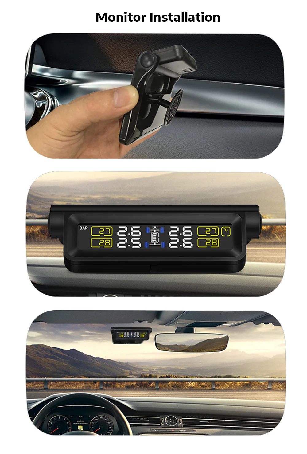 Интеллектуальная тележка TPMS Автомобильная беспроводная система контроля давления в шинах солнечное зарядное устройство с 4 внешними датчиками