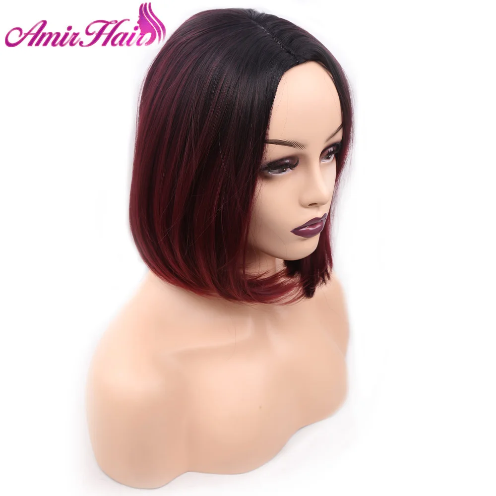 Amir hair парик «пучок» Омбре черные корни красные черные парики для женщин синтетический парик термостойкий зеленый блонд парик для студенческой вечеринки - Цвет: T1B/красный