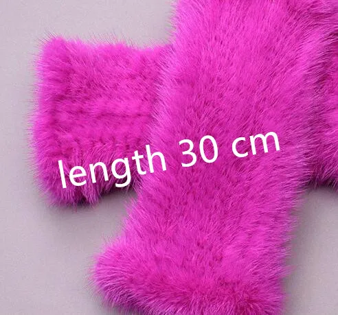 length 30 cm Роскошные настоящие норковые вязаные перчатки длиной 20 см/30 см/40 см женские зимние перчатки, варежки без пальцев - Цвет: length 30 cm