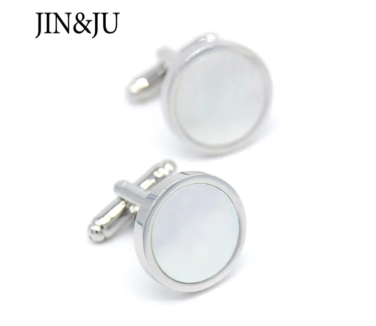 JIN& JU, мужские ювелирные изделия, жемчужные запонки, модные, серебряные, круглый дизайн, натуральная оболочка, лучший подарок для мужчин, запонки, опт и розница