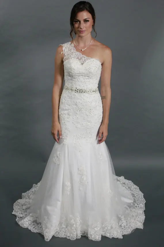 Classic One Shoulder Lace Wedding Dress Mermaid Bridal Dresses Long vestido de casamento robe mariee | Свадьбы и торжества