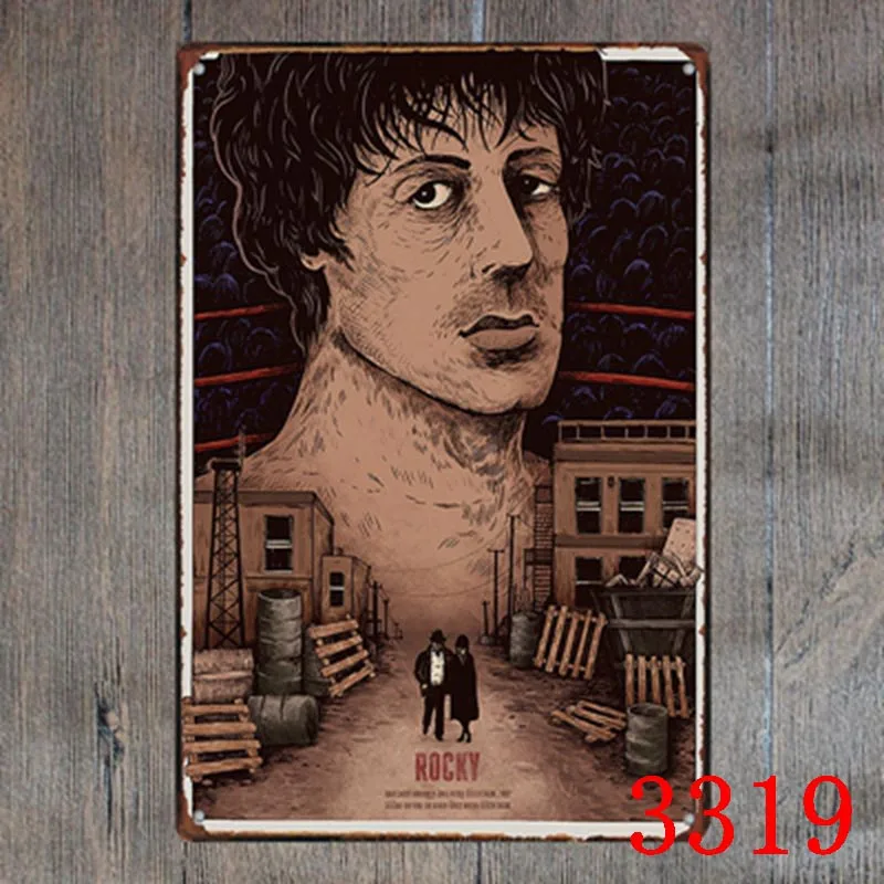 Прозрачный Металл живопись "ROCKY" стены плакат Арт-Деко железная пластина Винтаж дом бар кофе Ретро Олово Знаки 20*30 см - Цвет: Прозрачный