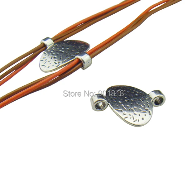 

10pcs/lot antique silver double hole sideway beads Fitting Charm Bracelet F324