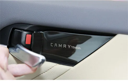 Нержавеющая сталь для Toyota Camry более моды внутренняя двери автомобиля Дверная ручка Чаша крышки Обрезать 4 шт./компл - Название цвета: Черный
