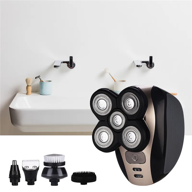 Navalha à Prova Máquina de Barbear Multifunções Barbeador Elétrico Profissional Barba Dwaterproof Água Flutuante Cabeça Cabelo Careca Clipper Grooming Kit 17 Cheap Barbeadores elétricos