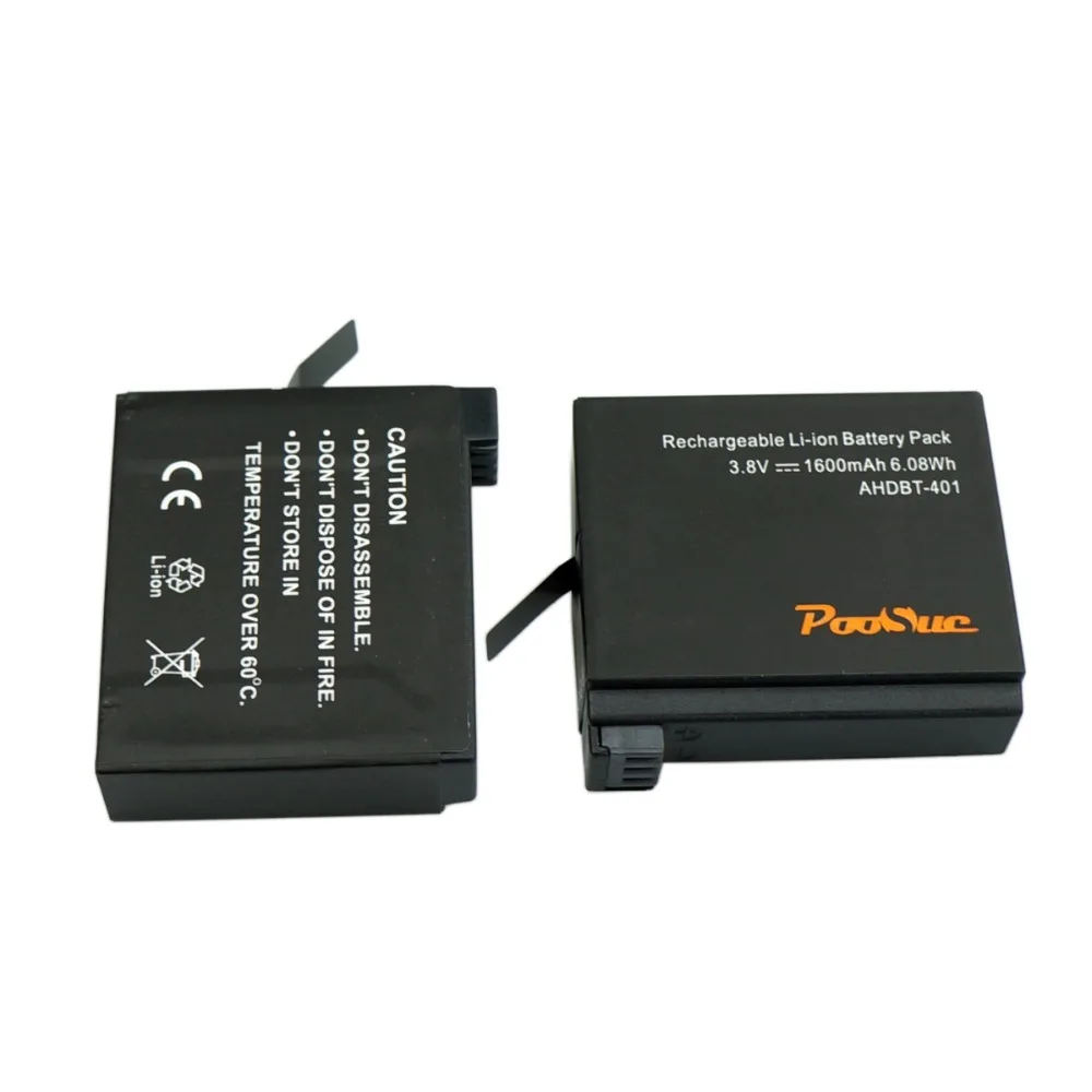 3,8 V 2x1600 мА/ч, Батарея для экшн-Камеры gopro Hero 4 AHDBT401 Hero4 акумуляторная батарея AHDBT-401+ Dual USB Зарядное устройство для amkov 7000 s