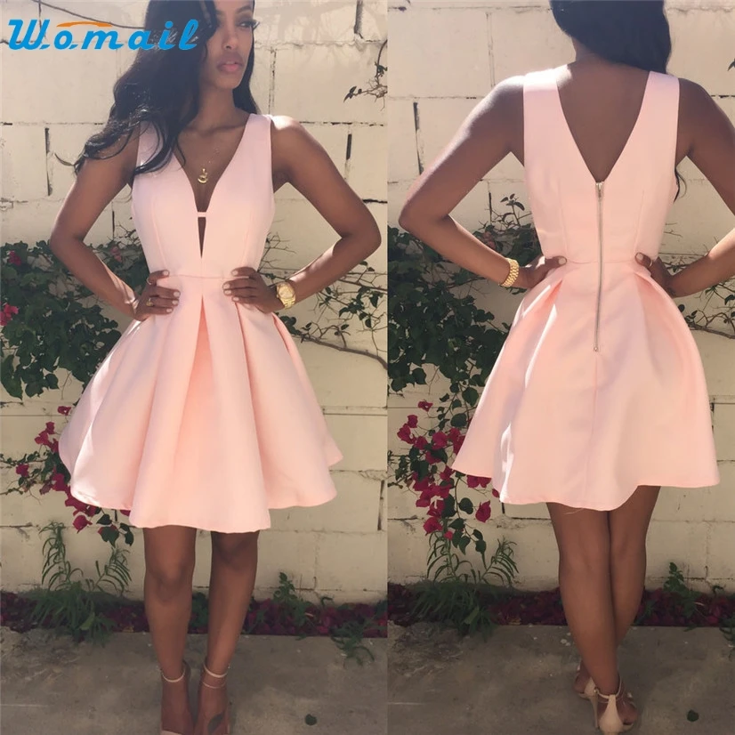 

WOMAIL delicate Summer Style Fashion Sexy Women Slim V Neck Sleeveless Cocktail Party Dress My23 oct30