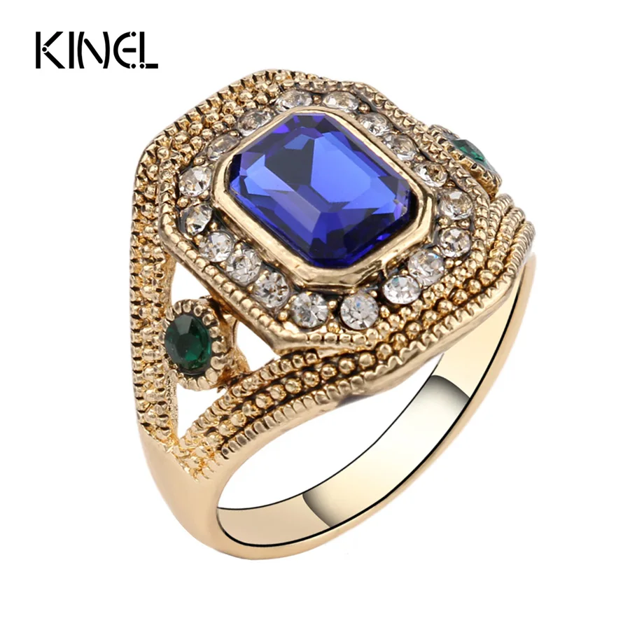 Роскошные красные кольца для женщин винтажный вид антикварный золотой цвет