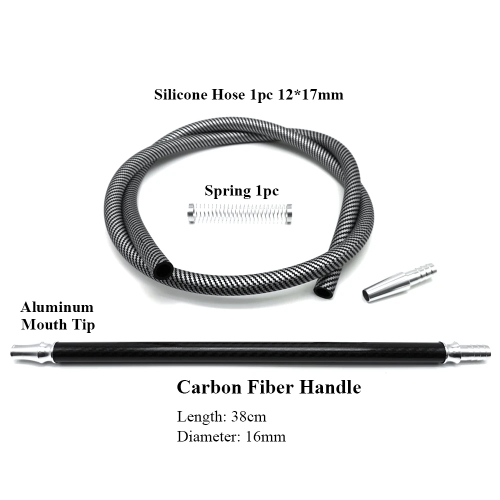 LOMINT углеродный шланг для кальяна, ручка из углеродного волокна, силиконовая трубка, алюминиевые наконечники для рта с пружиной, аксессуары для кальяна