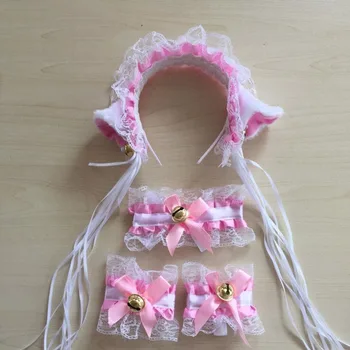

NEW Women Cat Lace Tassels Headband Neck Ring Wrist Waitress Maid Cosplay Party Favors Gift Christmas Halloween