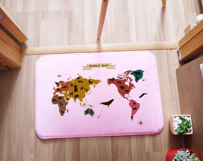 Новые 40x60 см Ковры для Гостиная Спальня прямоугольник ковры из бархата кораллового цвета замшевые коврики tapetes де Cozinha украшения дома карта