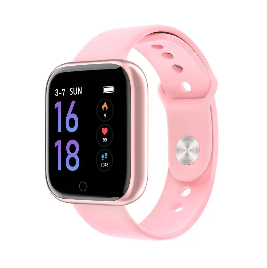 pink silicone T80 Смарт-часы водонепроницаемые Смарт-часы пульсометр кровяное давление кислород спортивный трекер фитнес PK P70 P80 - Цвет: pink silicone