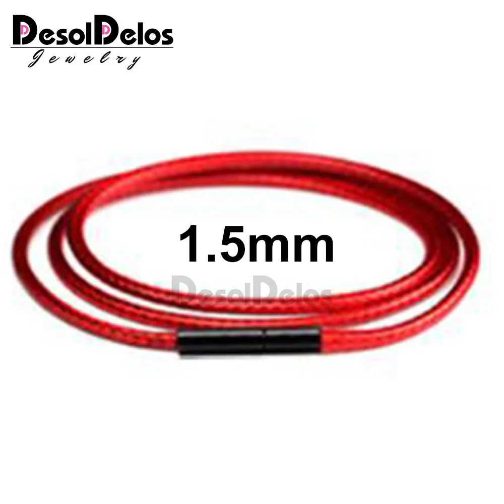 Red 1.5mm Одежда высшего качества 1,5 мм 2 мм 3 мм шнурок для подвески кожаный шнур вощеный шнур с Нержавеющая сталь застежка для DIY Цепочки и ожерелья ювелирных изделий - Цвет: Red 1.5mm