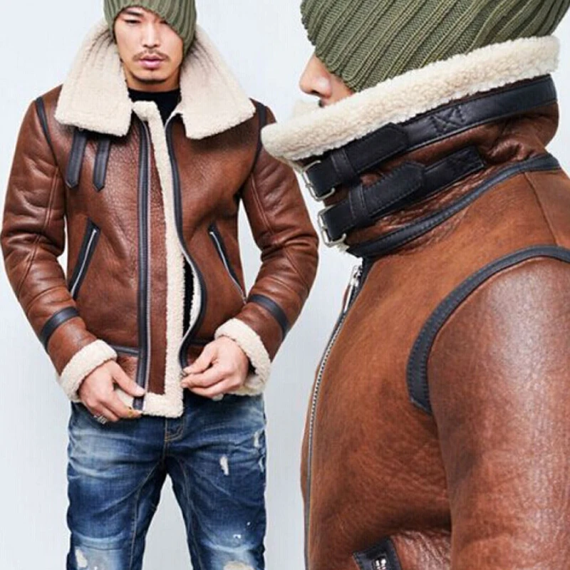 Винтаж Модные мужские Искусственная кожа куртка пальто Повседневное моды Streewear XXXXL Мужская Кожаные куртки пальто бархатные теплые A159
