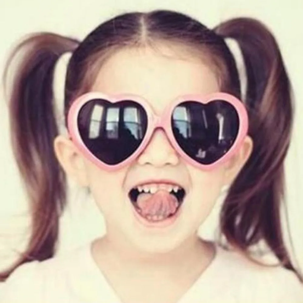 

Fashionable Heart Shape Sunglass Plastic Frame UV400 Mirror Unisex Sun Glass Lovely Children Adults Eyewear for Travel
