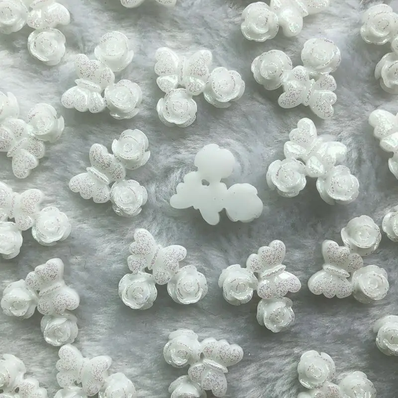 

Shiny 10pcs Butterfly& Flower Rhinestones Flower shape 16*18mm flatback Non sewing gem stone resin Cabochons Cameo crystal