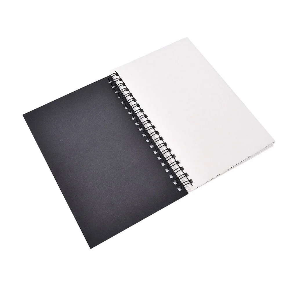 Black cover white p Новая жесткая задняя спиральная переплетенная катушка эскиз книга Пустая Бумага Крафт чертежная бумага сделай сам блокнот свободные лист блокноты для записей - Цвет: Black cover white p