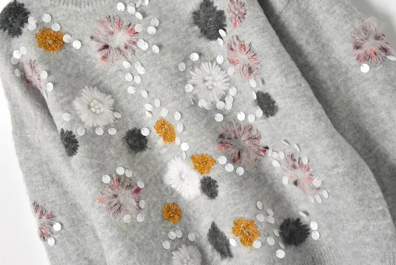 Цветочный декоративный фонарь с рукавом Pull Femme, вязаный Модный женский свитер, женская одежда, пуловер для девушек, демисезонная уличная одежда