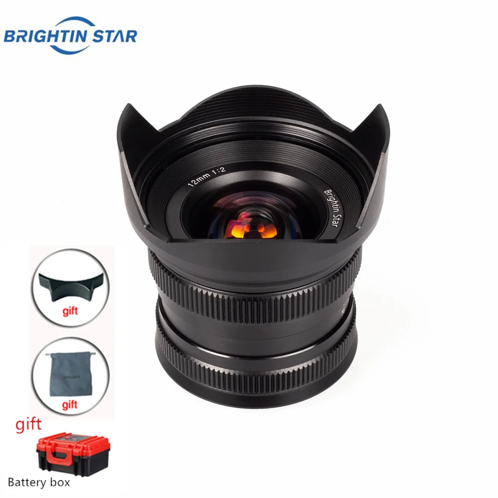 Brightin star 12 мм F2.0 супер широкоугольный объектив рыбий глаз для sony E-mount камер A6000 A6500 M5 M6 для Fuji FX XT3 XT10 M43