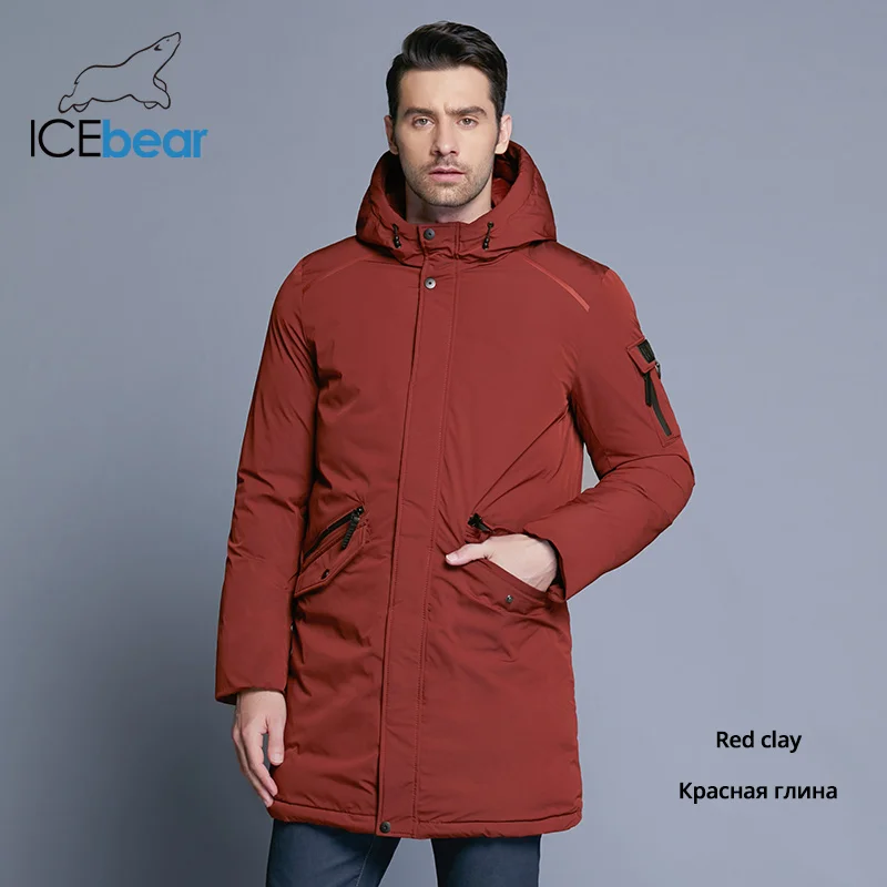 ICEbear Новое высококачественное зимнее пальто, простое модное пальто с большим карманом, дизайнерские мужские теплые брендовые модные парки с капюшоном MWD18718D - Цвет: M350