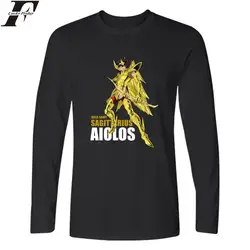 Luckyfridayf Золотой Санкт Seiya футболка с длинным рукавом Для мужчин осень черный футболка Для мужчин Смешные Классические японского аниме