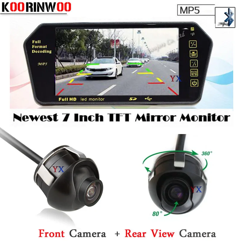 Koorinwoo 7 дюймов tft ЖК-дисплей зеркало монитор 1024*600 MP5/mp4 bluetooth sd/usb слот автомобиля спереди камера CCD камера заднего вида Парковка