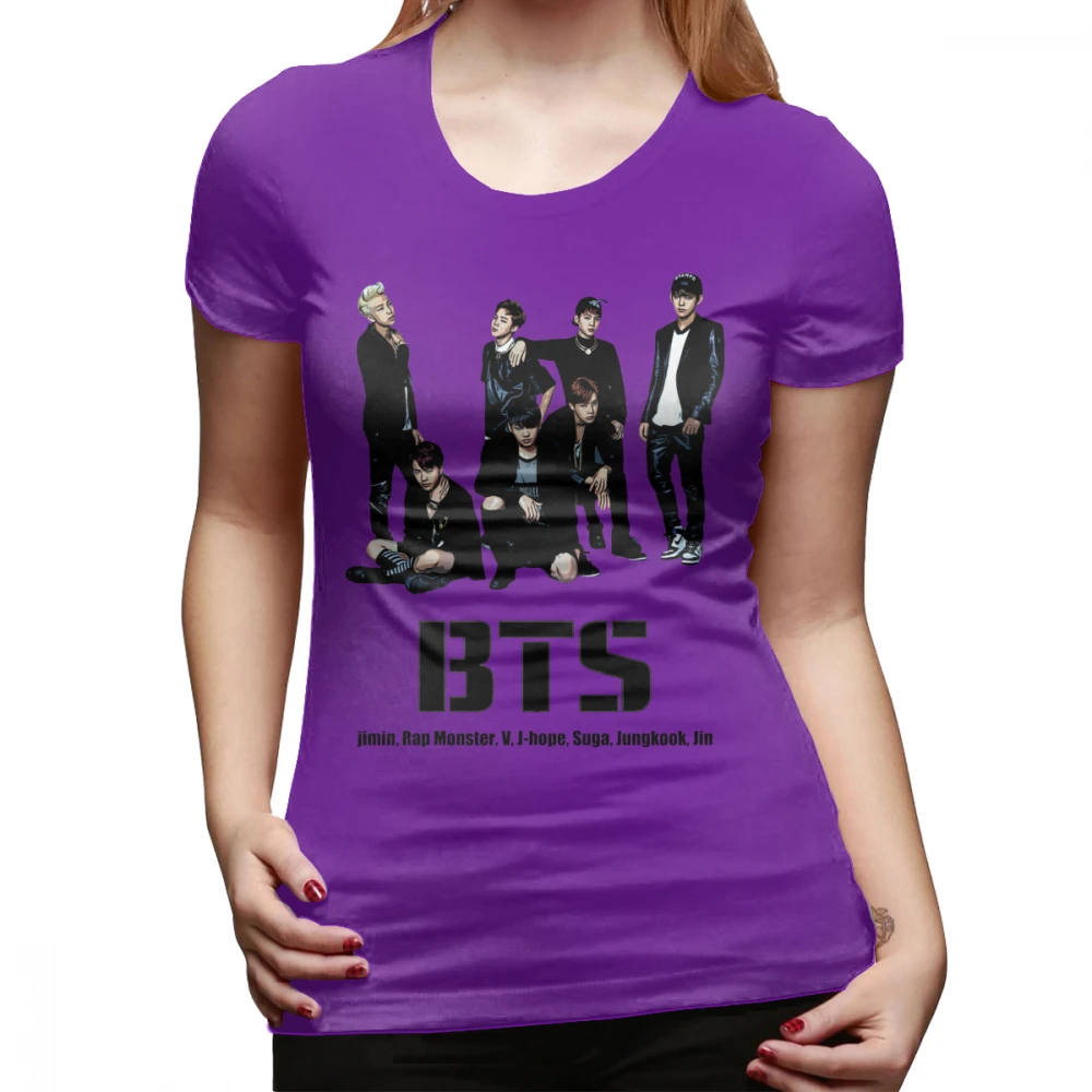 Suga T-Shirt Bangtan Boys T Shirt Trendy Large Women tshirt White Summer Short Sleeve 100 Cotton Pattern Ladies Tee Shirt - Цвет: Фиолетовый