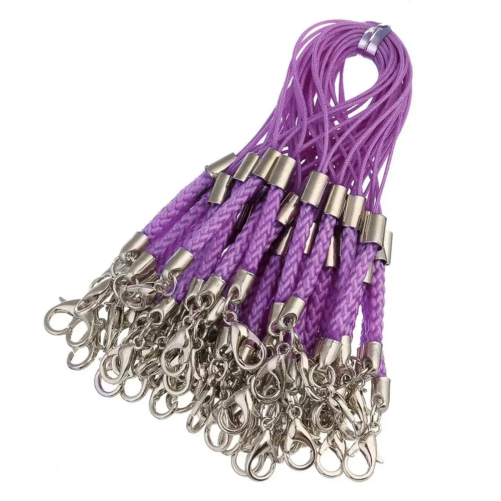 50 шт./лот 12 цветов Плетеный шнурок для сотового телефона ремни цепочки для мобильных телефонов Очаровательная подвеска для сумок с застежками Омаров сделай сам - Цвет: Purple