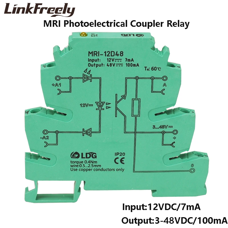 

MRI-12D48 Mini Photoelectrical Coupling-interface DC Relay Module Optocoupler Isolating PLC DIN Rail Relay 3.3V 5V 24V DC 10pcs