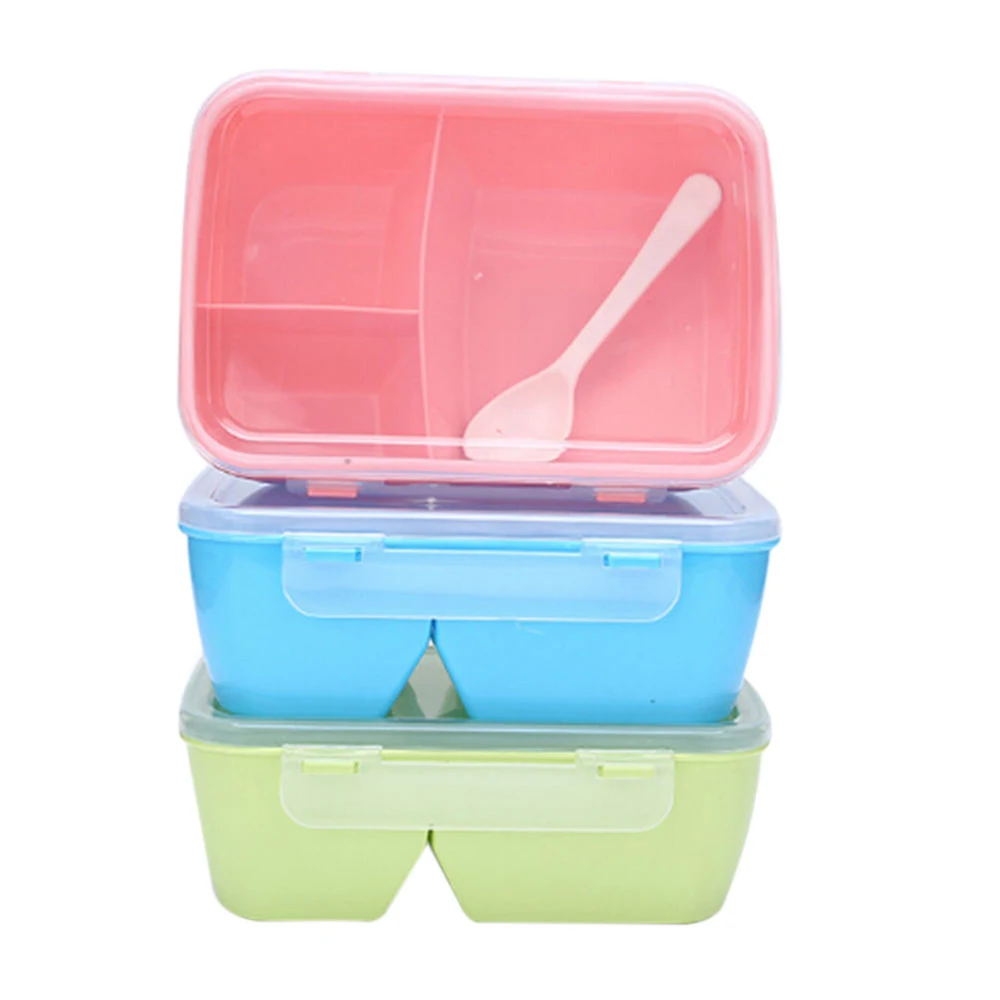 Пластиковый контейнер для еды Портативный Ланч бокс с ложкой емкость кемпинга