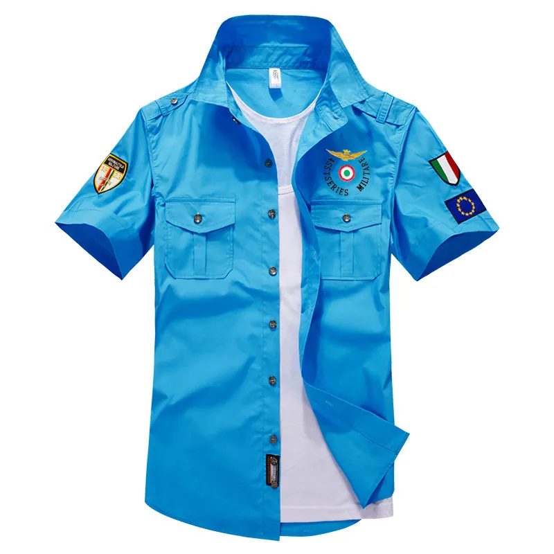 1617 Sky Blue YIHUAHOO Военная футболка мужская с длинным рукавом модная повседневная брендовая хлопковая Футболка пилот полёт ВВС армейская футболка Топы MP-12001 - Цвет: 1617 Sky Blue