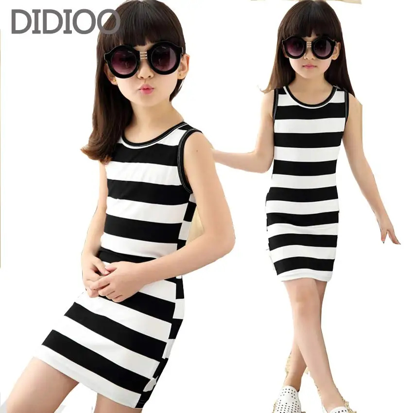 

Vest Dresses For Girls Summer Girls Clothes Fashion Children Clothing Cotton Striped Kids Dress Casual Child Princess Sundress