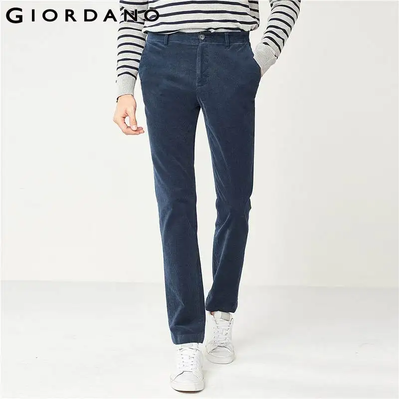 

Giordano Men Pants Men 2018 Thick Corduroy Stretchy Casual Pants Men Zip Placket Slant Pocket Pantalon Homme Cotton Spandex