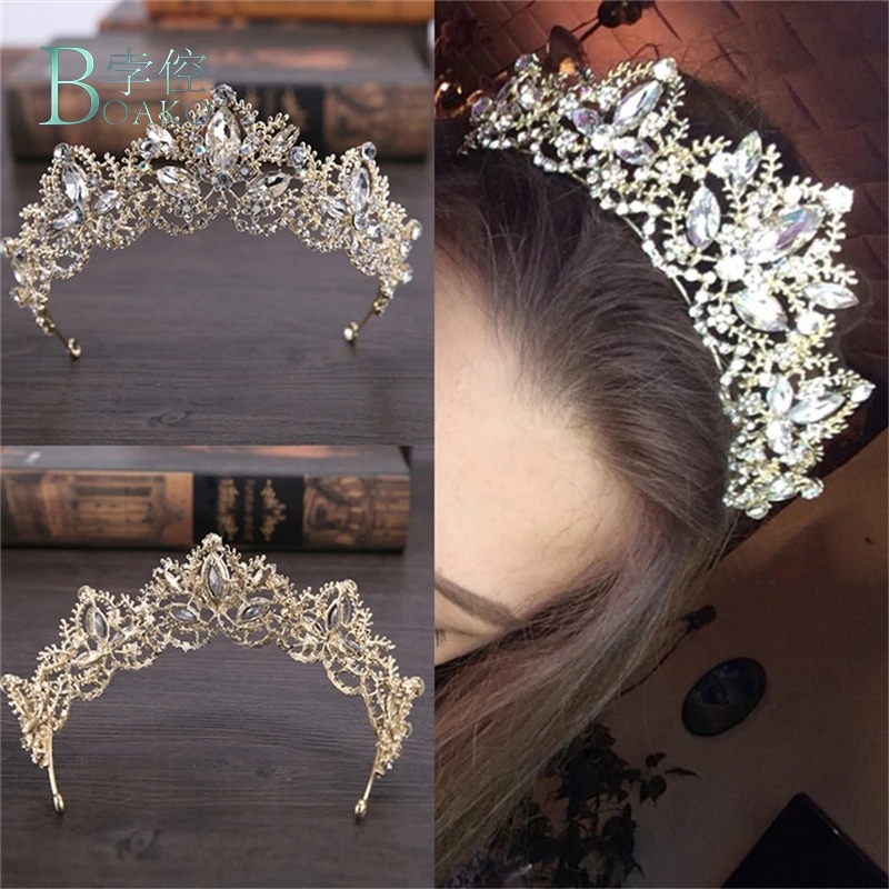 BOAKO Роскошные тиара де Noiva Хрустальная свадебная тиара queen Винтаж свадебные диадемы головной убор нежный свадебная тиара аксессуары для