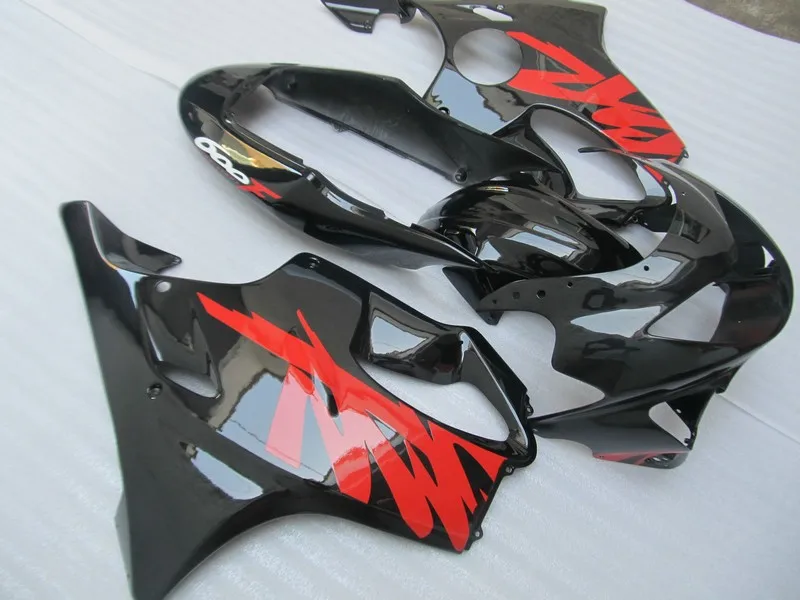 Литья под давлением обтекателя комплект для Honda CBR600F4 99 00 CBR600 F4 1999 2000 CBR 600 ABS черный глянец красные обтекатели комплект+ 7 подарки HC07