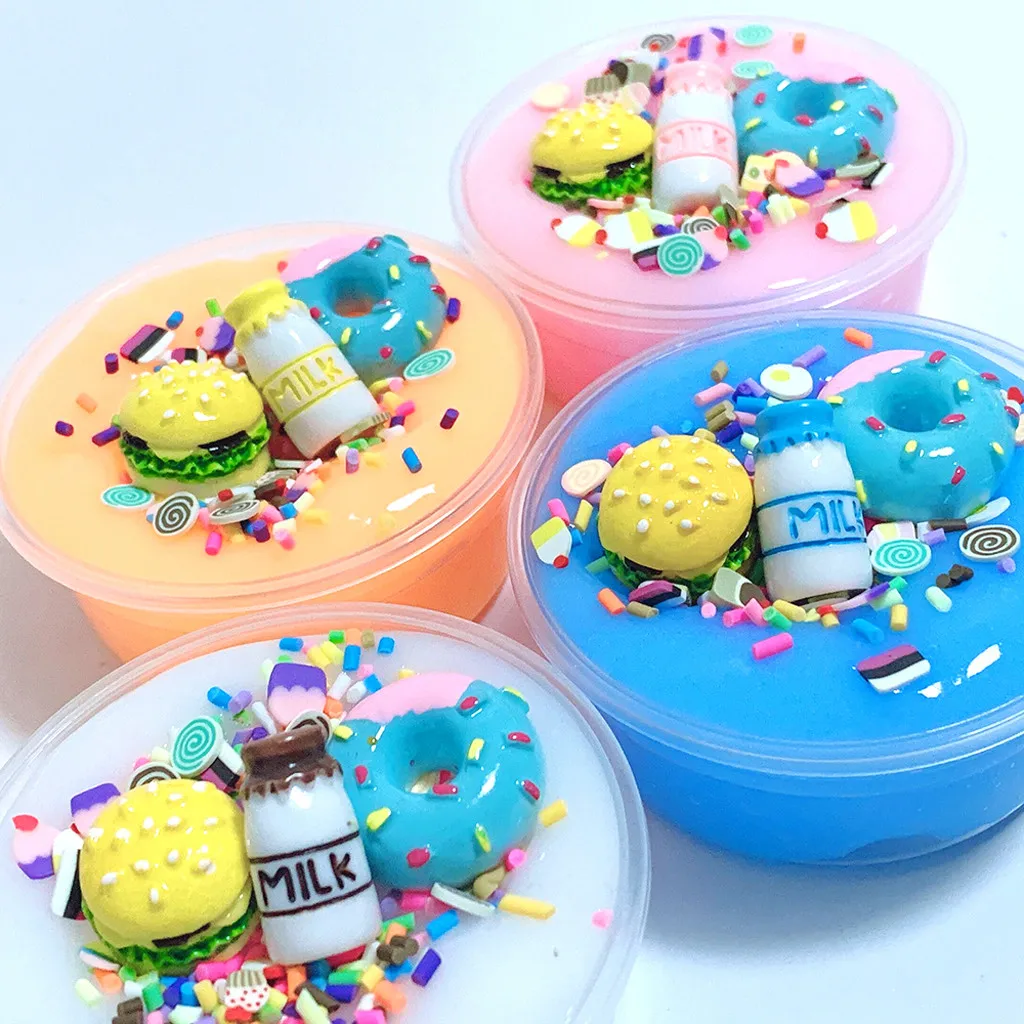 Unique DIY Burger Char Milk slime Birthday Cake Slime Kids Relief Stress Toys kids toys клей для слаймов#E20