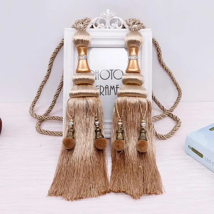 Hanging Ball Tassel Curtain Buckle Curtains Braided Binding Tiebacks Window Tie Back Holder-Drop