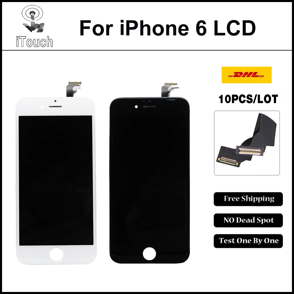 

10pcs/lot100% NO Dead Pixel Display Assembly With  replacement Screen For  iPhone 6 LCD AAA Quality DHL Free Shipping