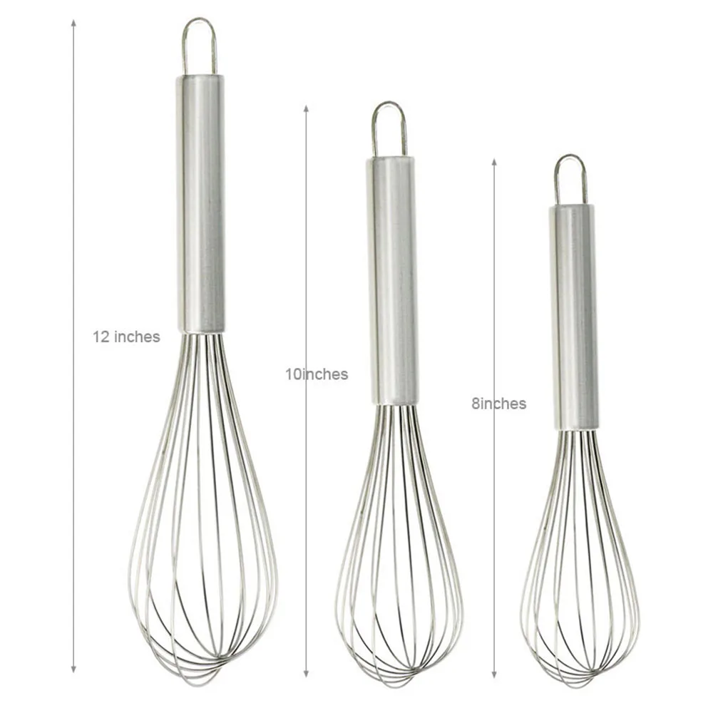 

8/10/12 Inches Stainless Steel Egg Stirring Balloon Wire Whisk Manual Egg Beater Mixer Kitchen Baking Utensil Cream Butter Whisk