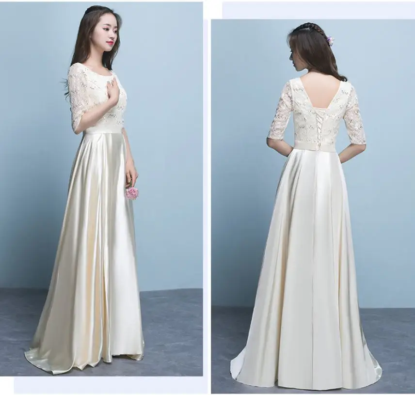 Vestido madrinha новые кружевные атласные платья трапециевидной формы с коротким рукавом бордового, фиолетового, золотого, серебряного, розового, бирюзового и розового цветов для подружек невесты