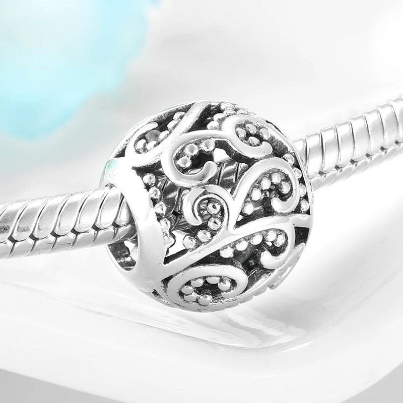 Высокое качество круглые шармы DIY серебряные бусины 925 пробы Fit Pandora серебряный браслет браслеты ювелирные изделия