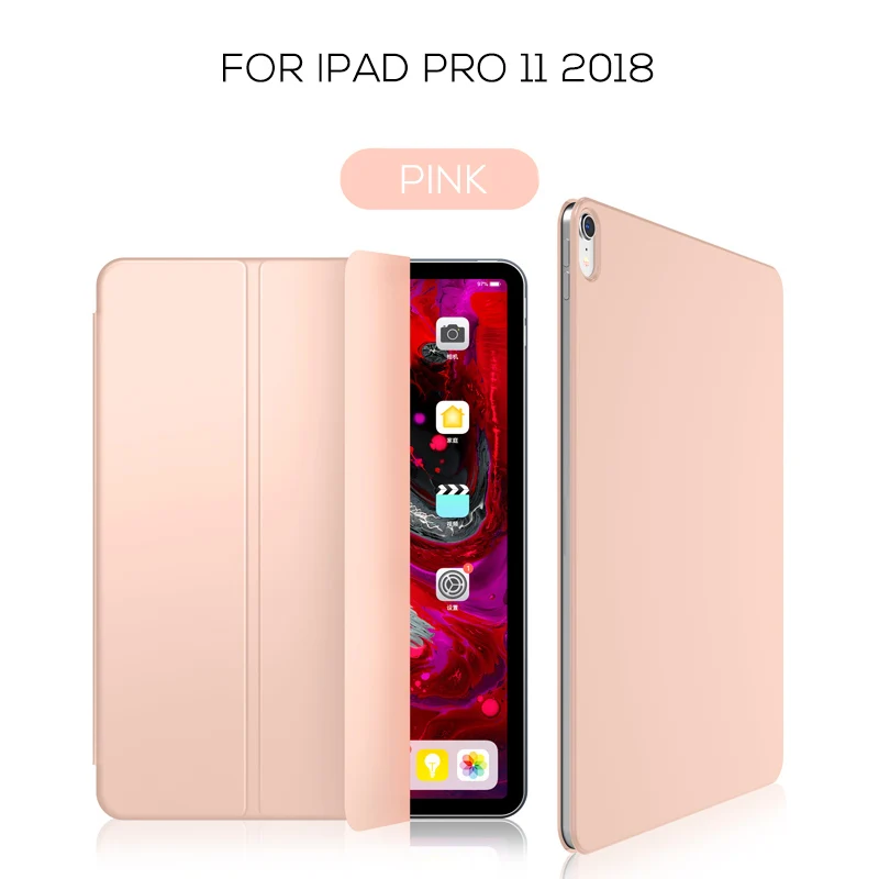 Розовый Умный чехол-книжка для iPad Pro 11, тонкий официальный 1:1, Магнитный чехол с задней крышкой, чехол для нового iPad Pro 11, черный чехол - Цвет: Розовый