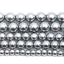 Серебряный с натуральным камнем, покрытый гематитом, бусины 4, 6, 8, 10 мм, 15 дюймов, на прядь, выберите размер для изготовления ювелирных изделий