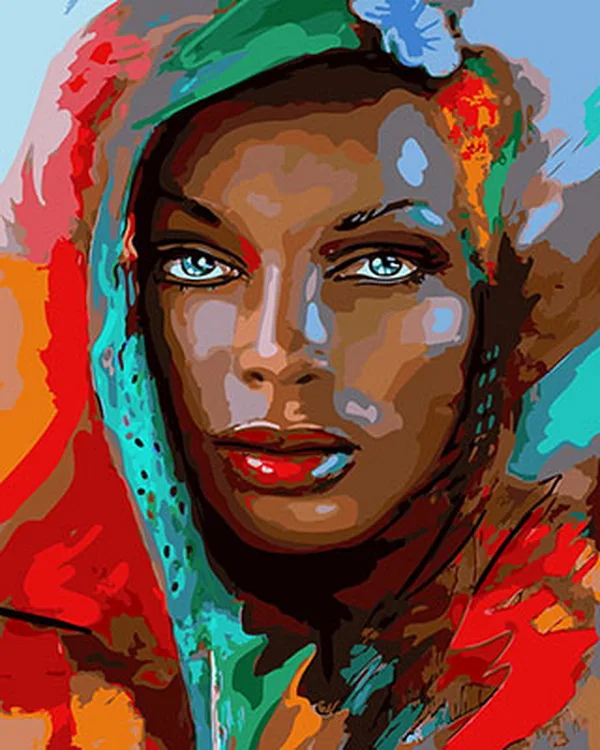 

Frameless picture oil paintings by numbers wall decor diy painting on canvas for home decor 4050 lady with scraf