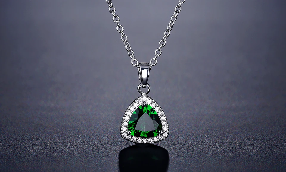 ZAKOL нежный синий зеленый треугольник кубический циркон ожерелье кулон для женщин модные вечерние ювелирные изделия подарок подруге FSNP2088