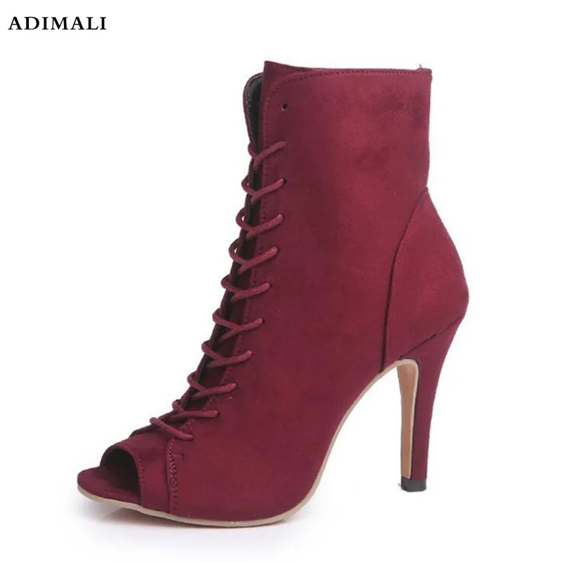 

autumn new women pointed toe boots fashion cross tied super high heels solid black boots woman stiletto heeled punps