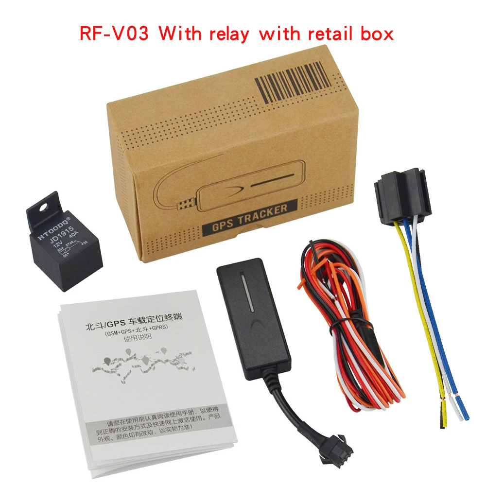 Высокое качество RF-V03 Смарт мини gps GSM трекер для автомобиля в режиме реального времени отслеживание долгого времени в режиме ожидания воспроизведение истории - Цвет: With box with relay