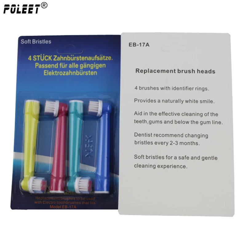 Poleet 20 шт./лот Электрический Зубная щётка сменные головки многоцветный EB-17A EB17A для полости рта по гигиены Зубная щётка глав мягкой щетиной