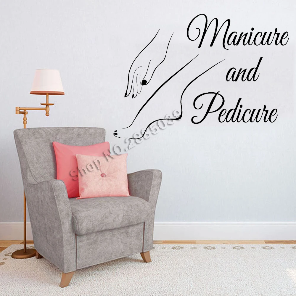 

Manicure & Pedicure Art Mural Wall Sticker Nails Salon Beauty Salon Sign Wall Decor Decal Vinyl Wallpepr Adesivo De Parede LC717