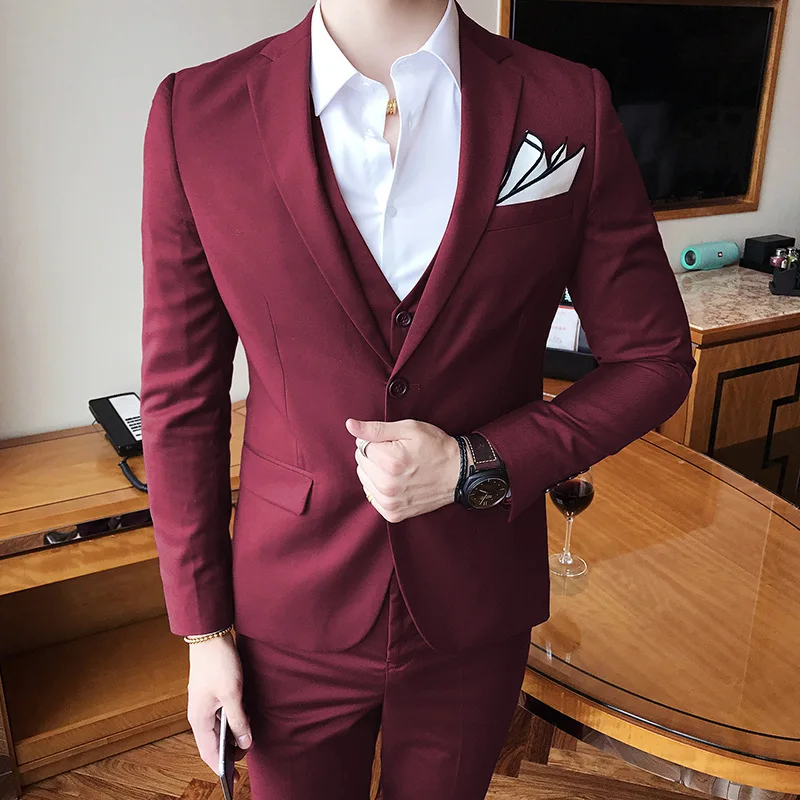 Костюм De Mariage Homme мужской тонкий повседневный костюм 3 предмета свадебное платье жениха(пиджак+ жилет+ брюки